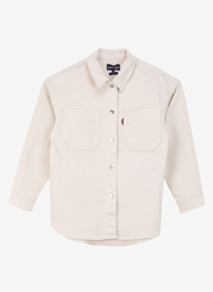 U.S. Polo Assn. Comfort Fit Gömlek Yaka Bej Kadın Denim Gömlek PONKIE-BEJ