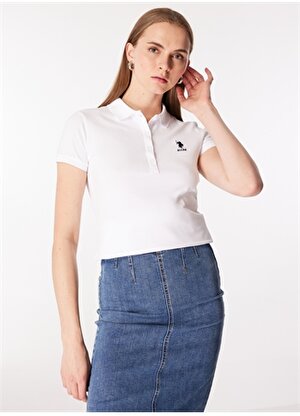 U.S. Polo Assn. Beyaz Kadın Slim Fit Polo T-Shirt TP0124