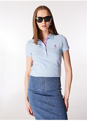 U.S. Polo Assn. Açık Mavi Kadın Slim Fit Polo T-Shirt TP0124