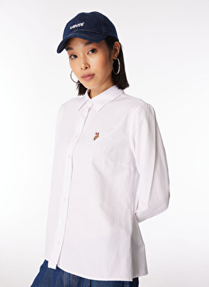 U.S. Polo Assn. Slim Fit Gömlek Yaka Beyaz Kadın Gömlek WOXCOLOR024Y