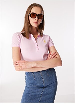 U.S. Polo Assn. Pembe Kadın Slim Fit Polo T-Shirt TP0124