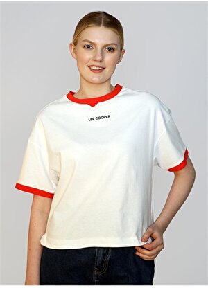 Lee Cooper O Yaka Düz Beyaz Kadın T-Shirt 242 LCF 242017 BRIANA BEYAZ
