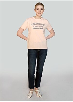 Lee Cooper O Yaka Baskılı Pudra Kadın T-Shirt 242 LCF 242019 COSEP PUDRA
