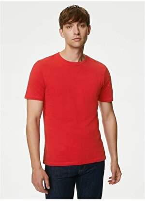 Marks & Spencer Bisiklet Yaka Düz Kırmızı Erkek T-Shirt 5380M