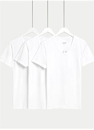 Marks & Spencer Bisiklet Yaka Düz Beyaz Erkek T-Shirt 4503I