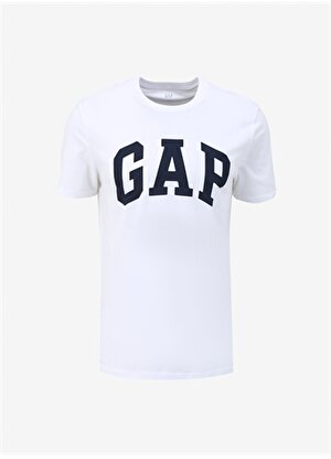 Gap Bisiklet Yaka Düz Beyaz Erkek T-Shirt 856659