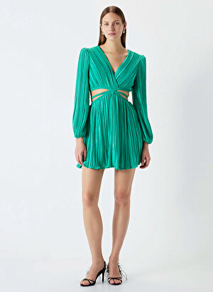 İpekyol Kadın Yeşil Drapeli Cutout Elbise IS1240002257070