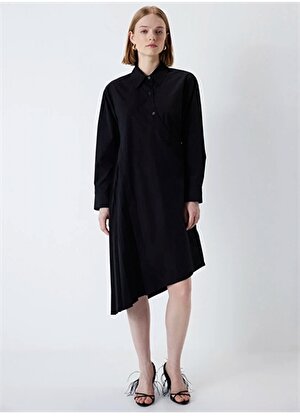 İpekyol Gömlek Yaka Siyah Diz Üstü Kadın Elbise IS1240002208001