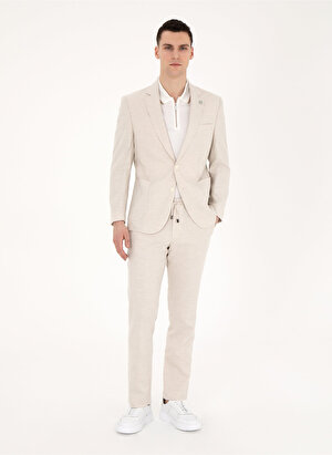 Pierre Cardin Bej Erkek Slim Fit Keten Karışımlı Takım Elbise R20057/ST