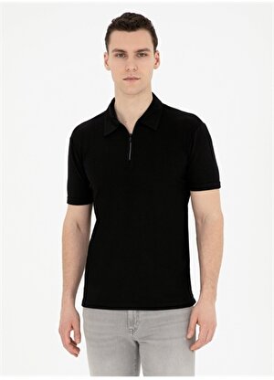 Pierre Cardin Jakarlı Siyah Erkek Polo T-Shirt TISSEL
