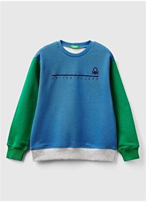 Benetton Erkek Çocuk Mavi Sweatshırt 3J68C10H1