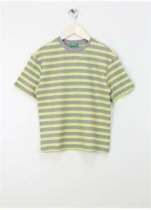 Benetton Gri - Sarı Erkek T-Shirt 33ZLC10HK
