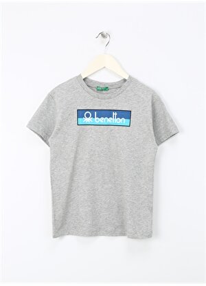 Benetton Gri Melanj Erkek Çocuk T-Shirt 3I1XC10IL