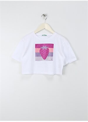 Benetton Beyaz Kız Çocuk T-Shirt 3I1XC10J4