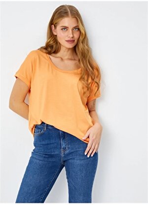 Faik Sönmez Yuvarlak Yaka Açık Turuncu Kadın T-Shirt U68016