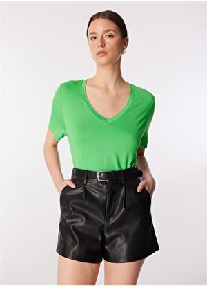 Faik Sönmez V Yaka Açık Yeşil Kadın T-Shirt U68027