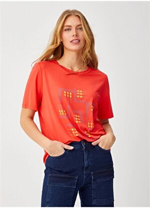 Faik Sönmez Yuvarlak Yaka Kırmızı Kadın T-Shirt U68656
