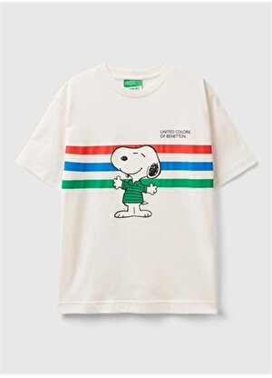 Benetton Krem Erkek T-Shirt 3096C10J9