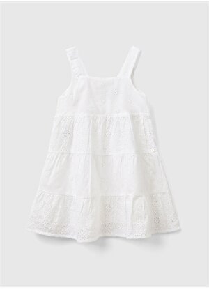 Benetton Beyaz Kız Çocuk Mini Elbise 4ZRLGV01P