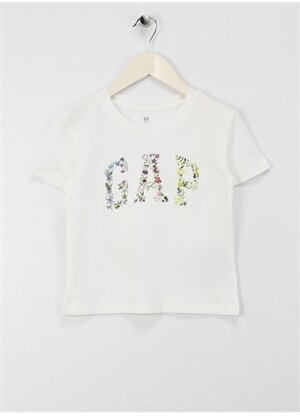 Gap Desenli Beyaz Kız Çocuk T-Shirt 888862