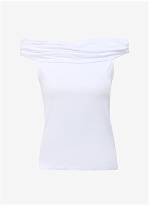 Sisley Kayık Yaka Beyaz Kadın T-Shirt 33CALH00P