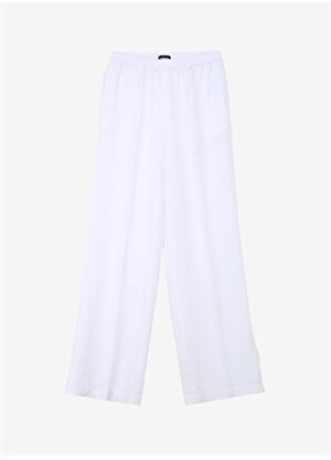 Sisley Beyaz Kadın Yüksek Belli Geniş Fit Keten Pantolon 4AGHLF03U  