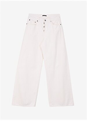 Sisley Yüksek Bel Geniş Fit Beyaz Kadın Pantolon 4OH2LE03D