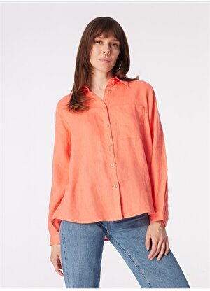 Sisley Geniş Fit Gömlek Yaka Mercan Kadın Gömlek 5BMLLQ06S