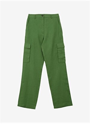 Benetton Açık Yeşil Kadın Yüksek Belli Keten Pantolon 4AGHDF05V   