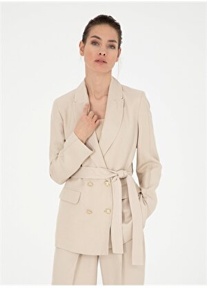 Pierre Cardin Kum Kadın Kırlangıç Yaka Regular Fit Keten Ceket CLAY-C  