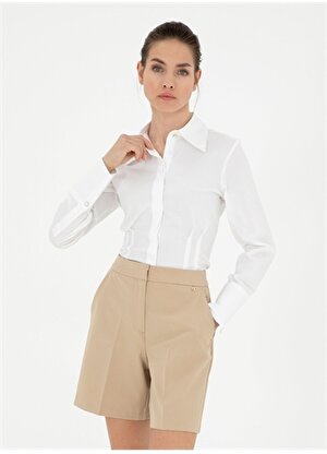Pierre Cardin Slim Fit Gömlek Yaka Beyaz Kadın Gömlek ROTTE