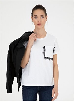 Pierre Cardin Bisiklet Yaka Beyaz Kadın T-Shirt VETA