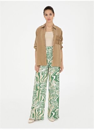 Pierre Cardin Yeşil Kadın Geniş Paça Flare Pantolon WOLK-P 