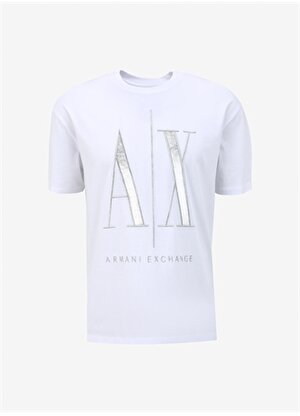 Armani Exchange Bisiklet Yaka Baskılı Beyaz Erkek T-Shirt 8NZTPQ ZJH4Z 1100