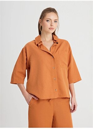 Wrangler Relaxed Gömlek Yaka Kahve Kadın Gömlek W241597220-Kısa Kollu Gömlek