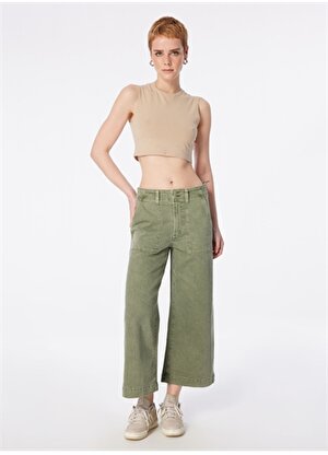 Gap Normal Bel Geniş Paça Normal Yeşil Kadın Denim Pantolon 885249-S