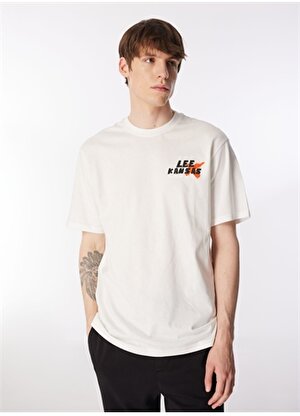Lee Bisiklet Yaka Beyaz Erkek T-Shirt L241363100 Loose Fit T-shirt