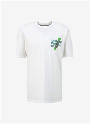Lee Bisiklet Yaka Beyaz Erkek T-Shirt L241331100 Loose Fit T-shirt
