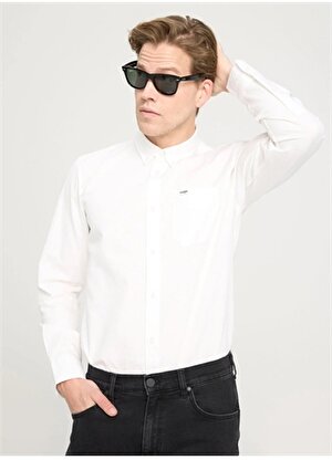Wrangler Regular Fit Beyaz Erkek Gömlek W241464100 Uzun Kollu Gömlek
