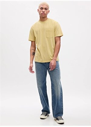 Gap Bisiklet Yaka Düz Sarı Erkek T-Shirt 507947