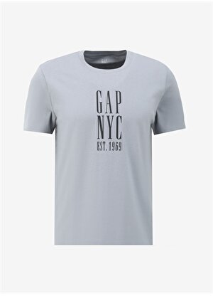 Gap Bisiklet Yaka Düz Gri Erkek T-Shirt 866769