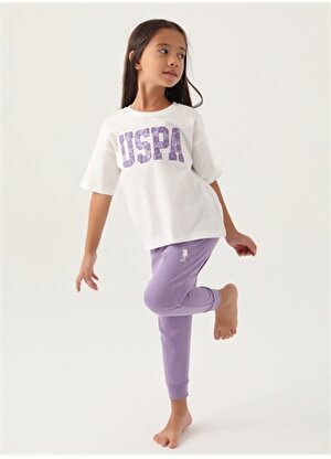 U.S. Polo Assn. Beyaz Mor Kız Çocuk Pijama Takımı US1818