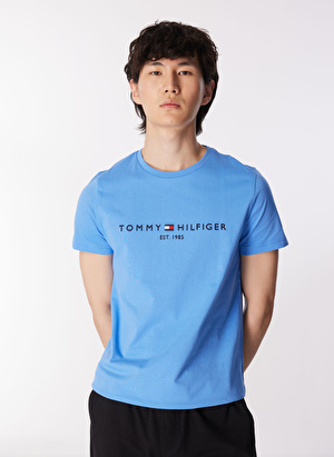 Tommy Hilfiger Bisiklet Yaka Mavi Erkek T-Shirt MW0MW11797