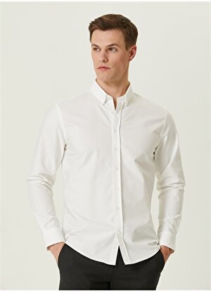 Network Slim Fit Gömlek Yaka Beyaz Erkek Gömlek 1090741