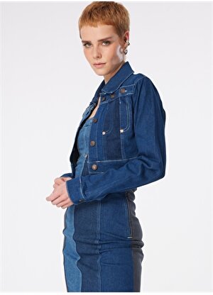 Moschino Jeans İndigo Kadın Denim Ceket 241K1J0501