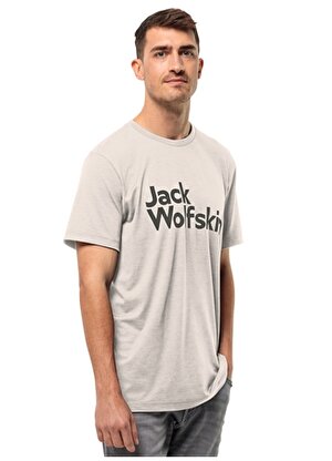 Jack Wolfskin Kırık Beyaz Erkek Bisiklet Yaka Normal Kalıp Baskılı T-Shirt 1809771TR_BRAND T M