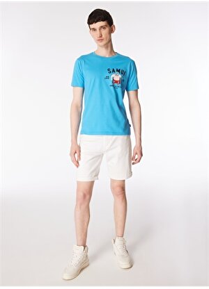 Ko Samui Bisiklet Yaka Desenli Mavi Erkek T-Shirt KMTR S221 MINDSET_CRAFT&CO REGULAR