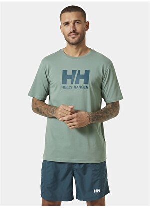 Helly Hansen Açık Yeşil Erkek Bisiklet Yaka Baskılı T-Shirt HHA.33979_HH LOGO  