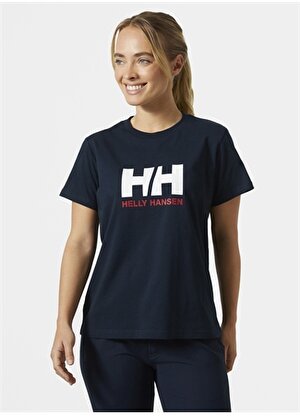 Helly Hansen Lacivert Kadın Bisiklet Yaka Normal Kalıp Baskılı T-Shirt HHA.34465_W HH LOGO 2.0