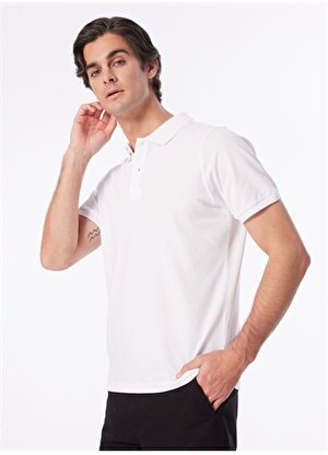 People By Fabrika Düz Beyaz Erkek Polo T-Shirt SPBF4SM-TST5017